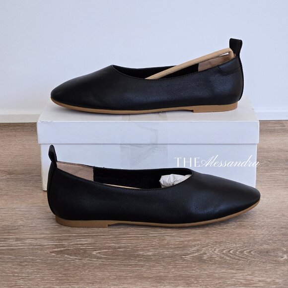 Quince Italian Leather Glove Ballet Flats Size 7.5 Blck Nappa Leather New in Box - Picture 1 of 15